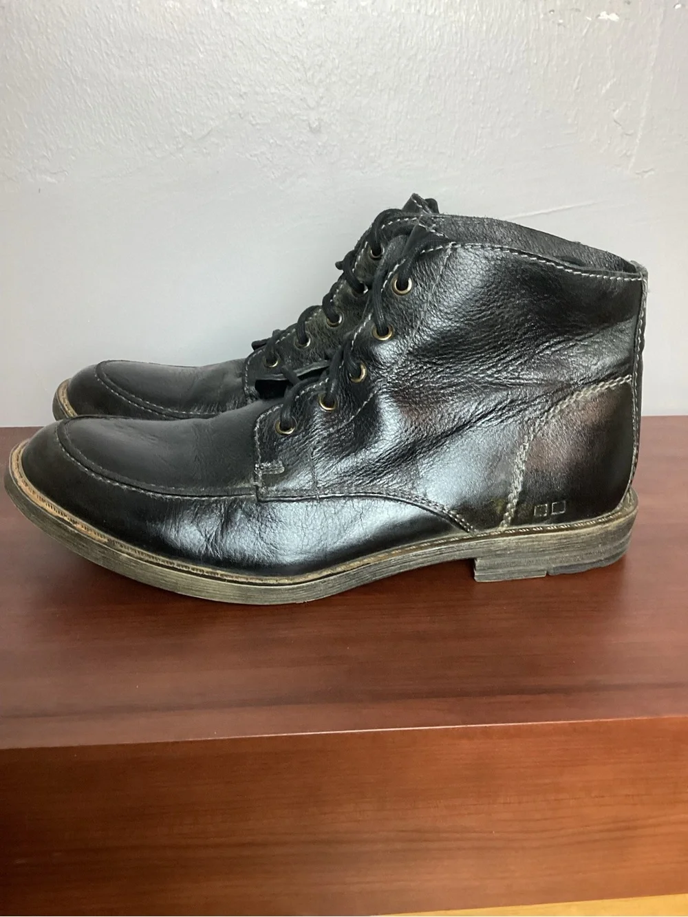 Men's Bed Stu Black Leather Lace-Up Ankle Boots Size 10.5